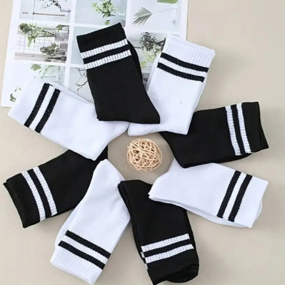 MAMU Men Solid, Striped, Self Design Calf Length, Mid-Calf/Crew(Pack of 8)