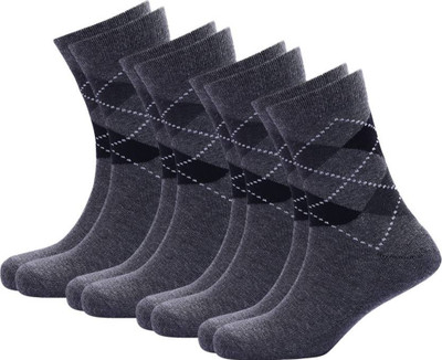 PALMLON Men Striped Mid-Calf/Crew(Pack of 4)