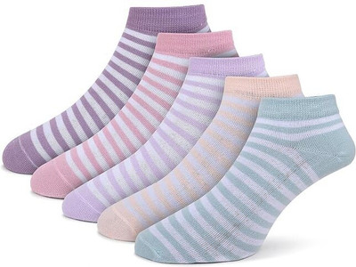SYNPOS Women Striped, Self Design, Graphic Print Ankle Length, Low Cut(Pack of 5)