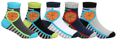 Supersox Boys Printed Mid-Calf/Crew(Pack of 5)
