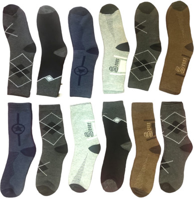 Kalra Hosiery Men Printed Mid-Calf/Crew(Pack of 10)
