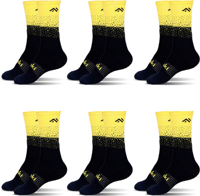 MIZAKI Unisex Color Block Calf Length(Pack of 6)