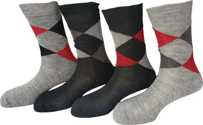 Graceway Men Argyle Mid-Calf/Crew(Pack of 4)