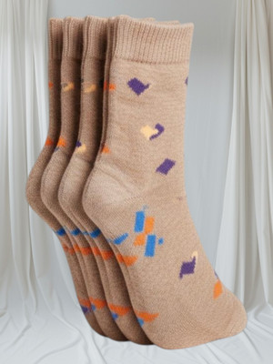 Naosucura Women Graphic Print Mid-Calf/Crew(Pack of 4)