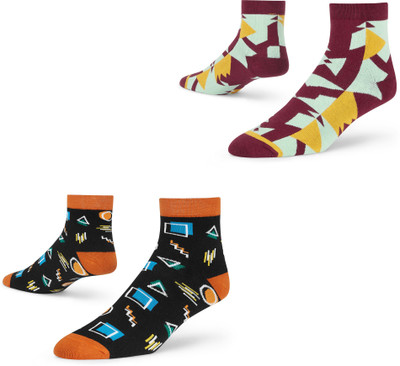 Dynamocks Unisex Printed Ankle Length(Pack of 2)