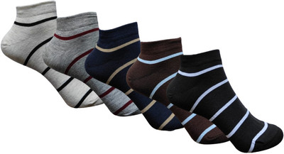 VOICI Men & Women Color Block Ankle Length(Pack of 5)