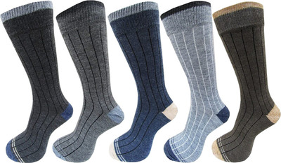 Broova Men Solid Mid-Calf/Crew(Pack of 5)