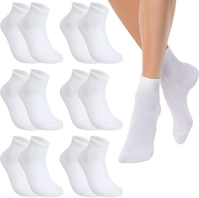 Best Friends Forever Plain White Ankle length Solid socks for Home, Office, Sports Men & Women Solid Ankle Length(Pack of 6)