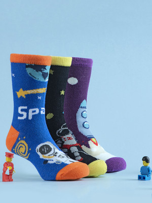 Yellow Bee Boys Printed Mid-Calf/Crew(Pack of 3)