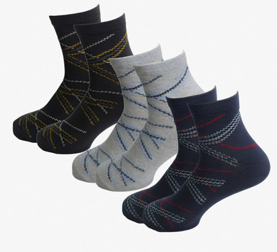 Cozysox Men Self Design, Solid Ankle Length(Pack of 3)