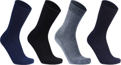 PALMLON Men Solid Mid-Calf/Crew