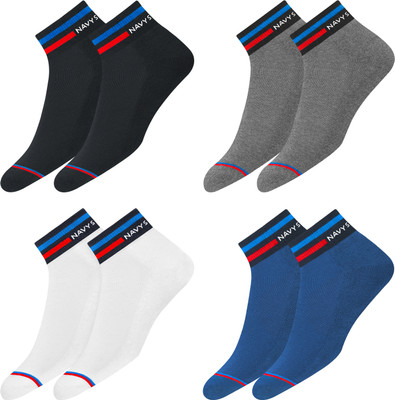 Navy Sport Men Striped Ankle Length(Pack of 4)