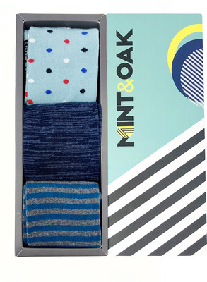 Mint and Oak Men Printed Mid-Calf/Crew(Pack of 3)