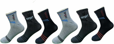 Tixy Men Printed Mid-Calf/Crew(Pack of 6)