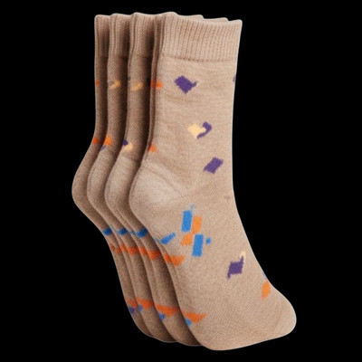 Naosucura Women Graphic Print Mid-Calf/Crew(Pack of 4)