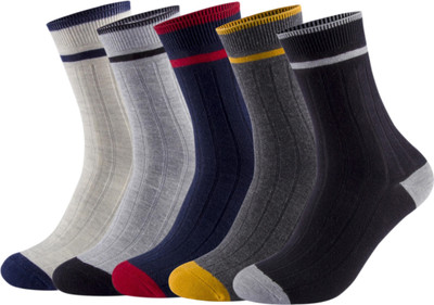 FABdon Men Self Design Mid-Calf/Crew(Pack of 10)