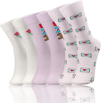 TRAZO Women Self Design Mid-Calf/Crew(Pack of 3)