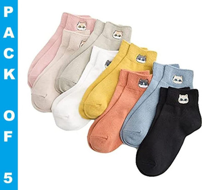 FATON Women Solid Ankle Length(Pack of 5)