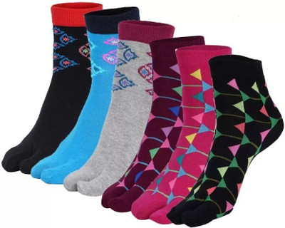 LeafBlu Women Graphic Print, Printed, Striped, Self Design Ankle Length, Low Cut(Pack of 6)