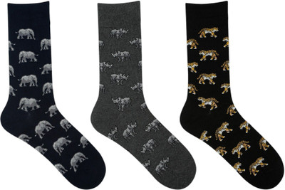 SOCKSXPRESS World Wildlife Federation Men Self Design Mid-Calf/Crew(Pack of 3)