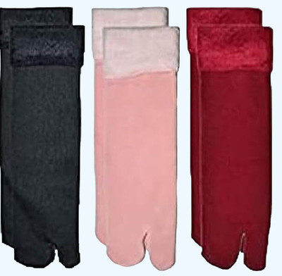 SOSHRE Women Solid Mid-Calf/Crew(Pack of 3)