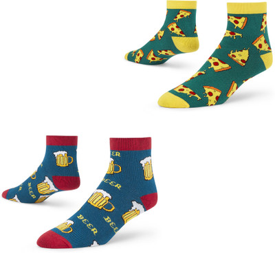Dynamocks Unisex Printed Ankle Length(Pack of 2)