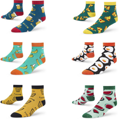 Dynamocks Unisex Printed Ankle Length(Pack of 6)