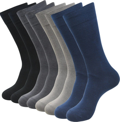 VAPINDIA Men Solid Mid-Calf/Crew(Pack of 4)
