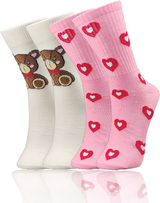 TRAZO Women Self Design Mid-Calf/Crew(Pack of 2)