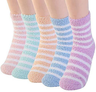 AARVI Women Striped Mid-Calf/Crew(Pack of 3)