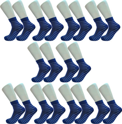 Royal Mart Cotton Socks for Daily and Office Wear, Running, Gym (Reduces Sweat & Odour) Men & Women Striped Ankle Length(Pack of 10)