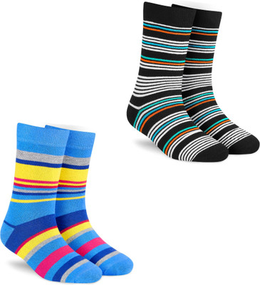 Dynamocks Men & Women Striped Mid-Calf/Crew(Pack of 2)