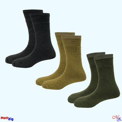 MATTZIG Men Solid Mid-Calf/Crew(Pack of 3)
