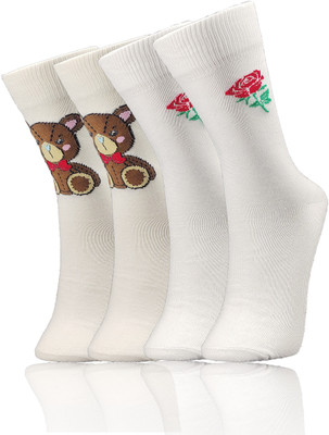 TRAZO Women Self Design Mid-Calf/Crew(Pack of 2)