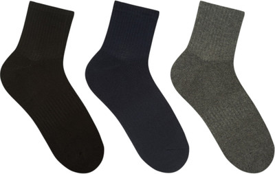 SOCKSXPRESS Full Cushioned Men Solid Ankle Length(Pack of 3)