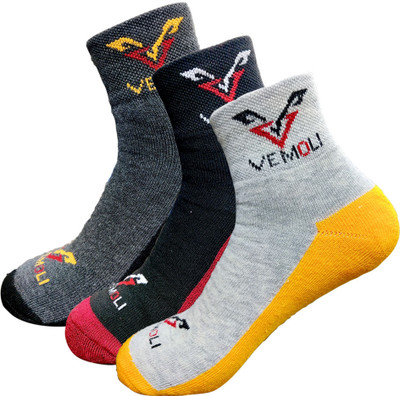 VEMOLI Men & Women Self Design Ankle Length, Low Cut, Mid-Calf/Crew(Pack of 3)