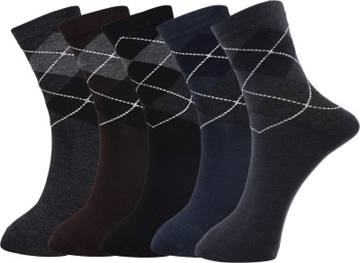 ME Stores Men Checkered, Solid Ankle Length, Calf Length, Low Cut, Mid-Calf/Crew(Pack of 5)