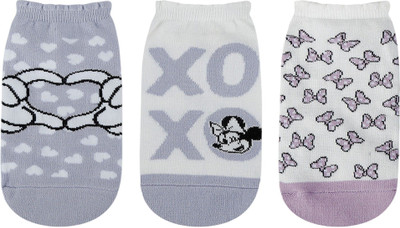 SOCKSXPRESS Disney Mickey & Friends Women Self Design Low Cut(Pack of 3)