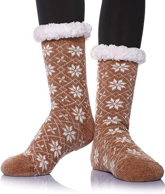 HRBS Winter Wool Glacier inside heavy Fur Socks With Random color & Pattern Pack of 1 Men & Women Printed Calf Length
