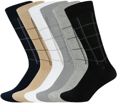 SOCKSXPRESS Cotton Men Solid Mid-Calf/Crew(Pack of 6)