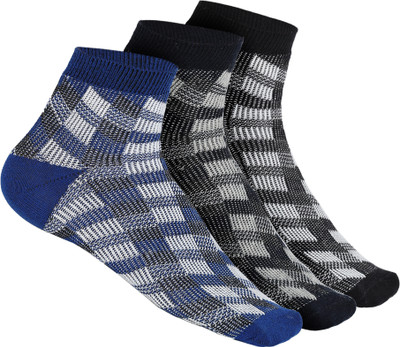 HUSSKINZ Men & Women Checkered Ankle Length(Pack of 3)