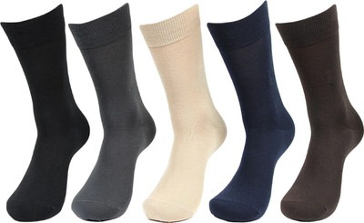 VAPINDIA Men Solid Mid-Calf/Crew(Pack of 5)