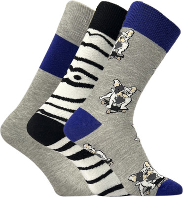 TRAZO Men Woven Mid-Calf/Crew(Pack of 3)