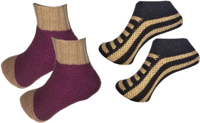 New Arihant Traders Hand Knitted Wool Women Socks (Free Size) Woven Ankle Length Women Woven Ankle Length, Calf Length(Pack of 2)