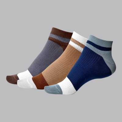 Cozyana Men Solid, Color Block, Self Design Low Cut, Ankle Length(Pack of 3)
