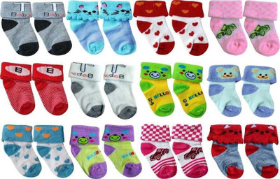KIDSTREND Baby Boys & Baby Girls Striped Ankle Length(Pack of 12)