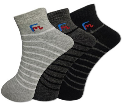 FeetMotion Men Self Design Ankle Length(Pack of 3)