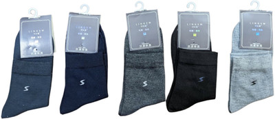 Tixy Men Solid Mid-Calf/Crew(Pack of 5)