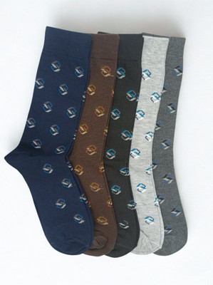 UDAMI Men Self Design Mid-Calf/Crew(Pack of 5)