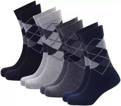 ATTRACTIVE Men Solid Mid-Calf/Crew(Pack of 4)